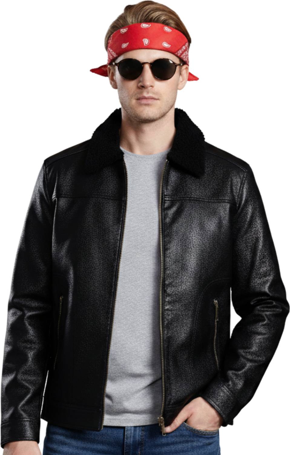 Leather Men's Full Sleeve Self Design Jacket - Image 1