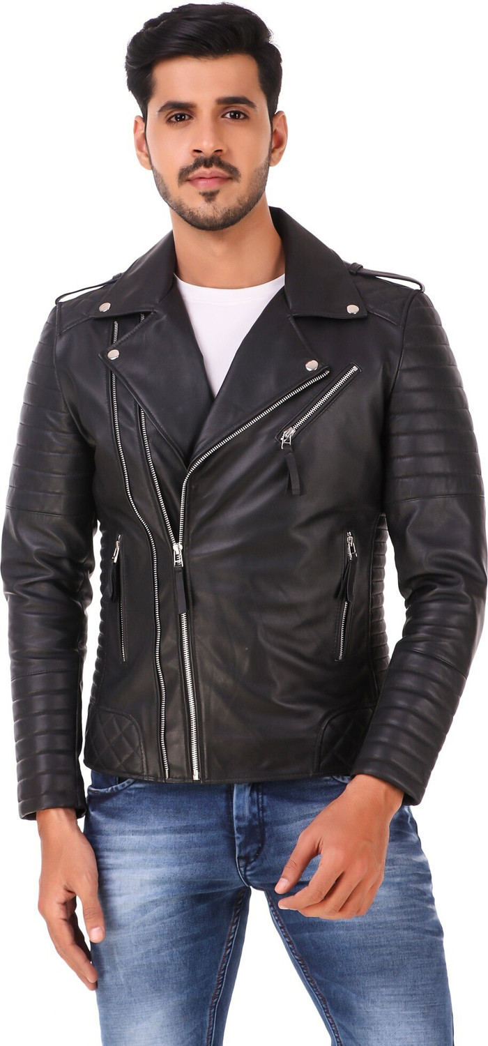 Image of Leather Retail Full Sleeve Solid Men Jacket