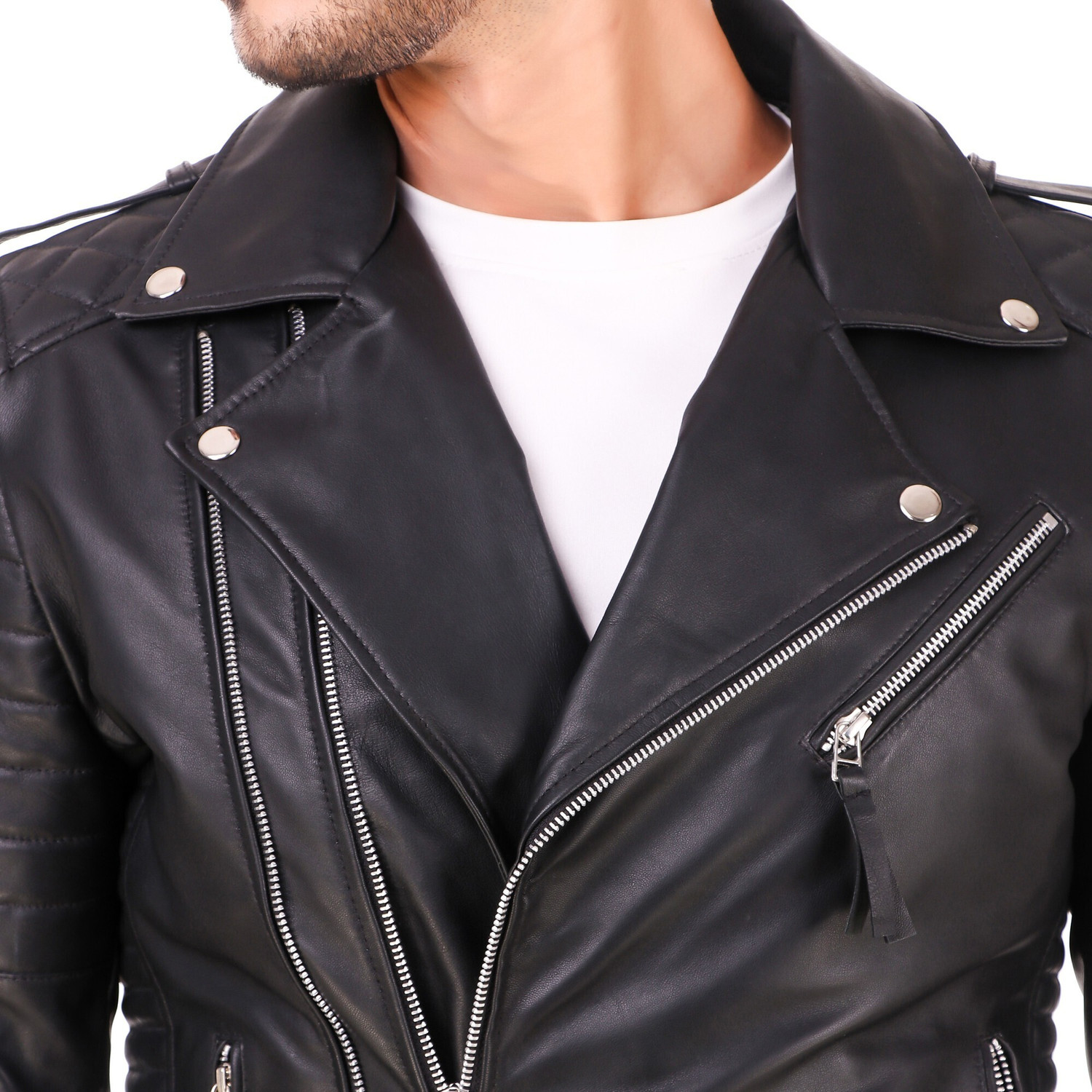 Image of Leather Retail Full Sleeve Solid Men Jacket