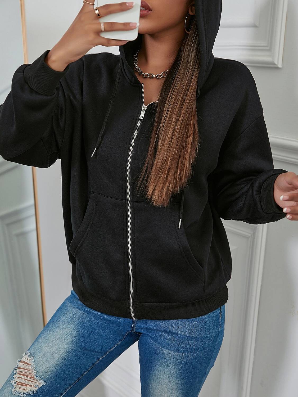 Else & What Full Sleeve Solid Women Sweatshirt - Image 3