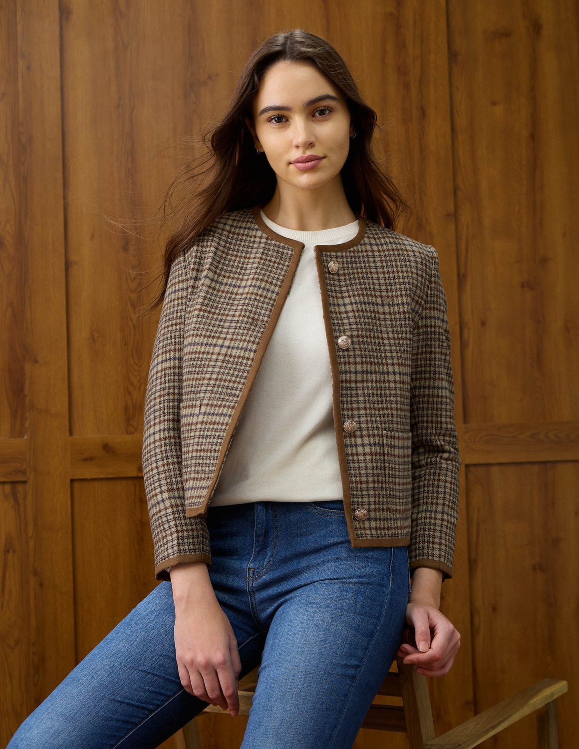 Image of U.S. POLO ASSN. Full Sleeve Checkered Women Jacket