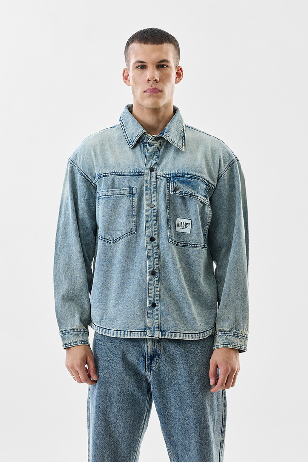 Image of Snitch Full Sleeve Solid Men Denim Jacket