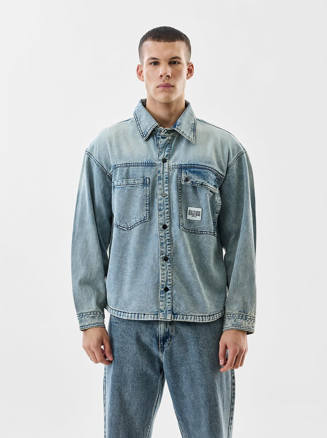 Image of Snitch Full Sleeve Solid Men Denim Jacket