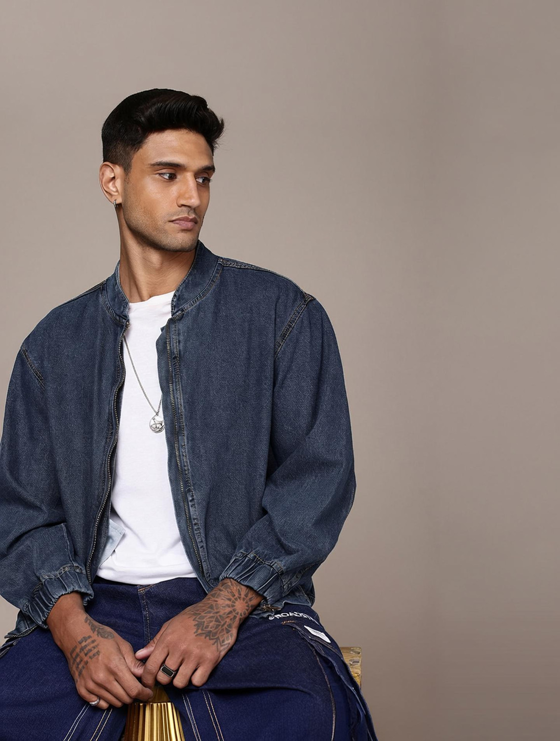Image of Roadster Men Solid Bomber Jacket