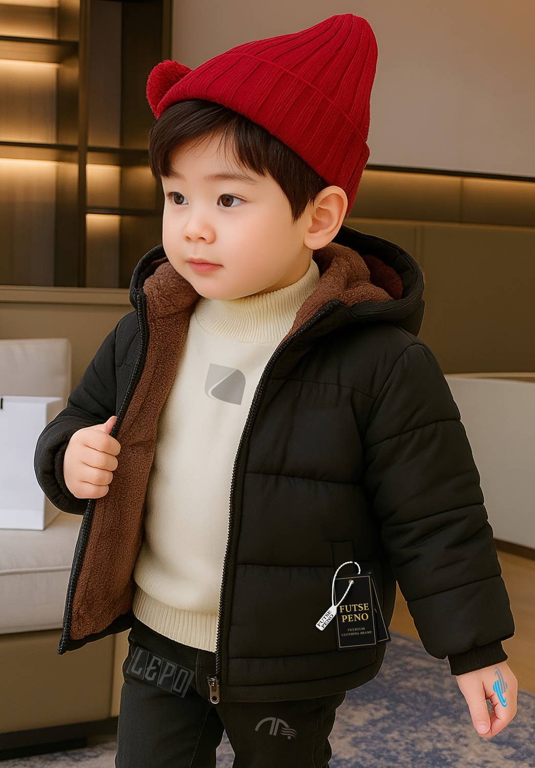 FUTSE PENO Full Sleeve Self Design Boys & Girls Jacket