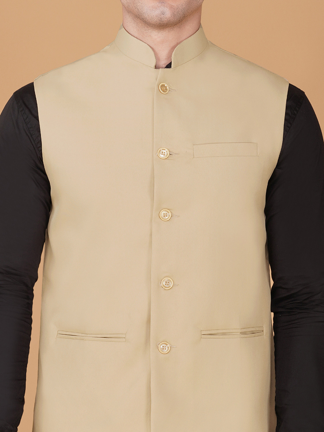 Image of Vastraa Fusion Sleeveless Solid Men Jacket