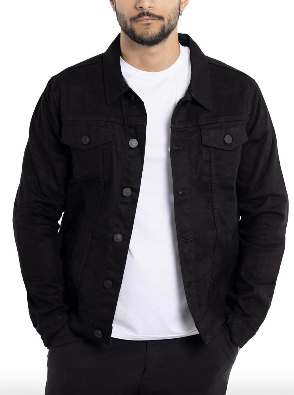 Image of Masterly Weft Full Sleeve Self Design Men Denim Jacket