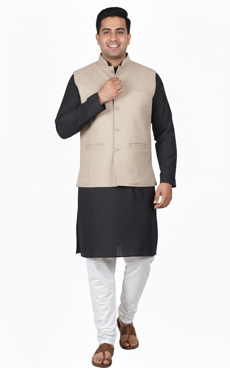 Image of BLACK COOL Sleeveless Solid Men Jacket