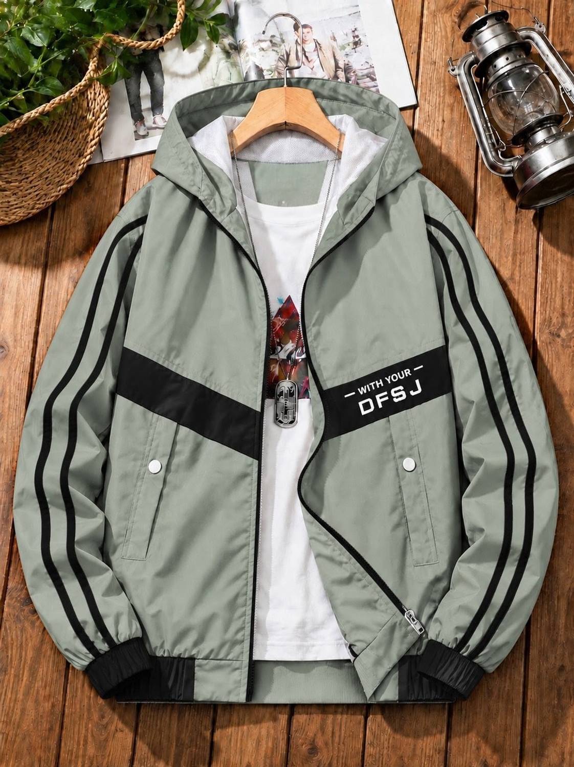 Plus91 Men Striped Casual Jacket - Image 1