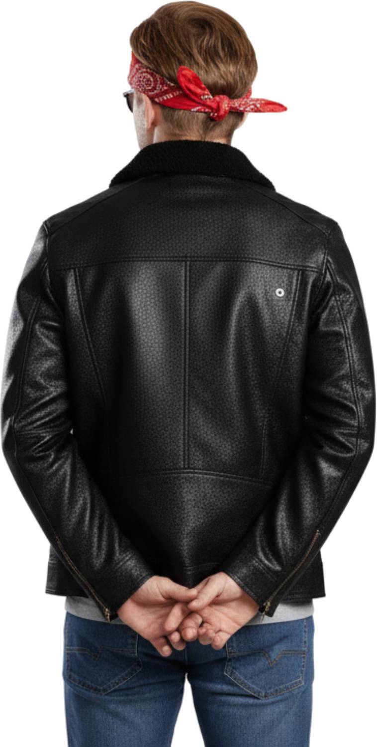 Leather Men's Full Sleeve Self Design Jacket - Image 2