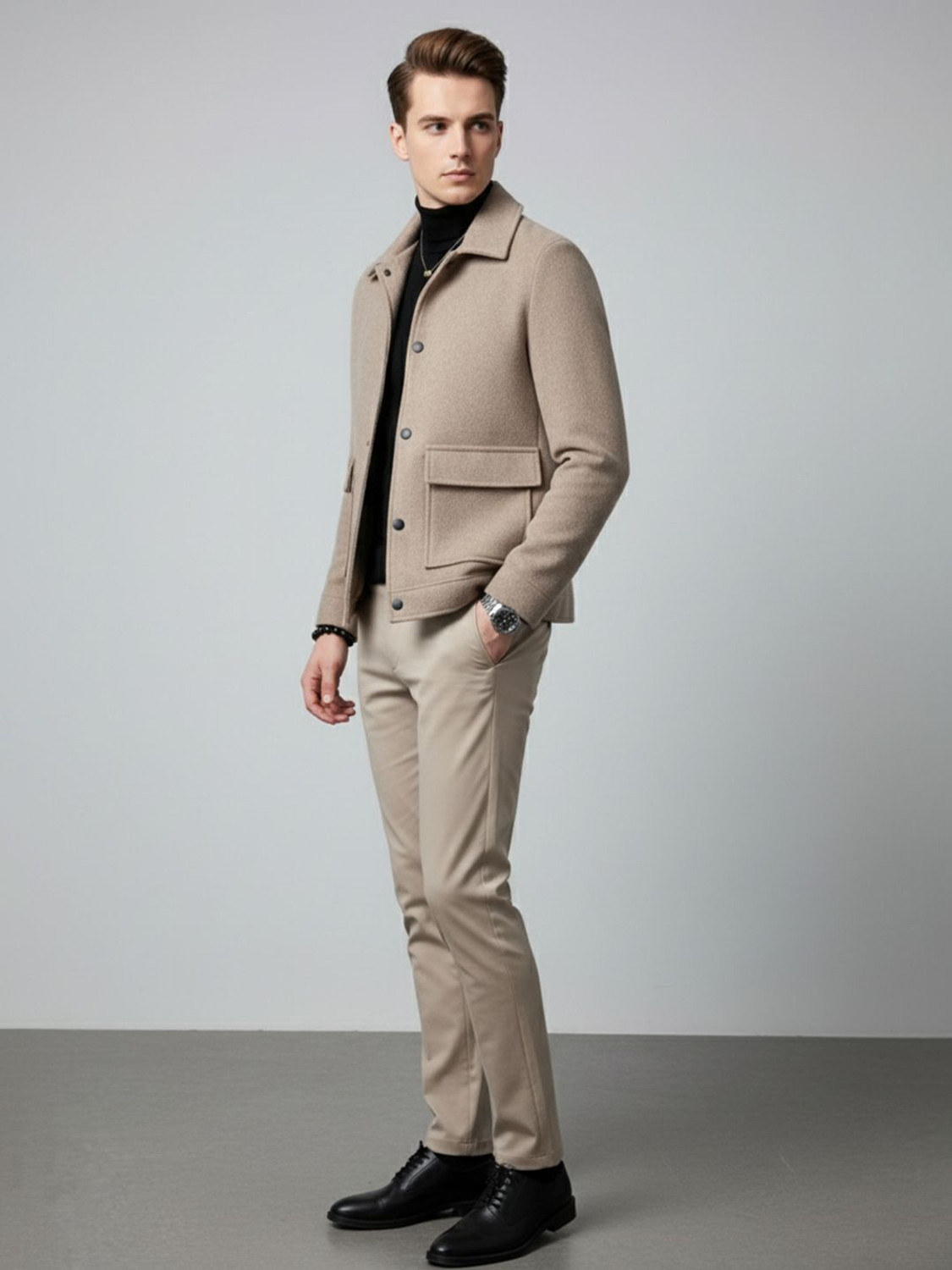 Image of HERE&NOW Full Sleeve Solid Men Jacket