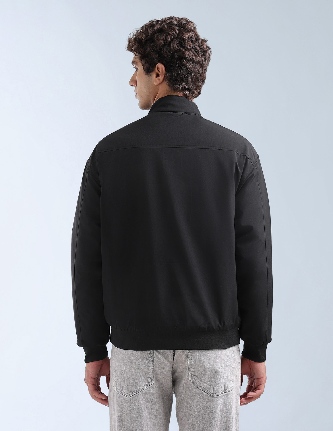 Image of FLYING MACHINE Men Solid Bomber Jacket