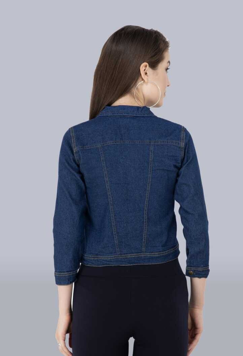 Image of zari junction Full Sleeve Solid Women Jacket Women Solid Denim Jacket