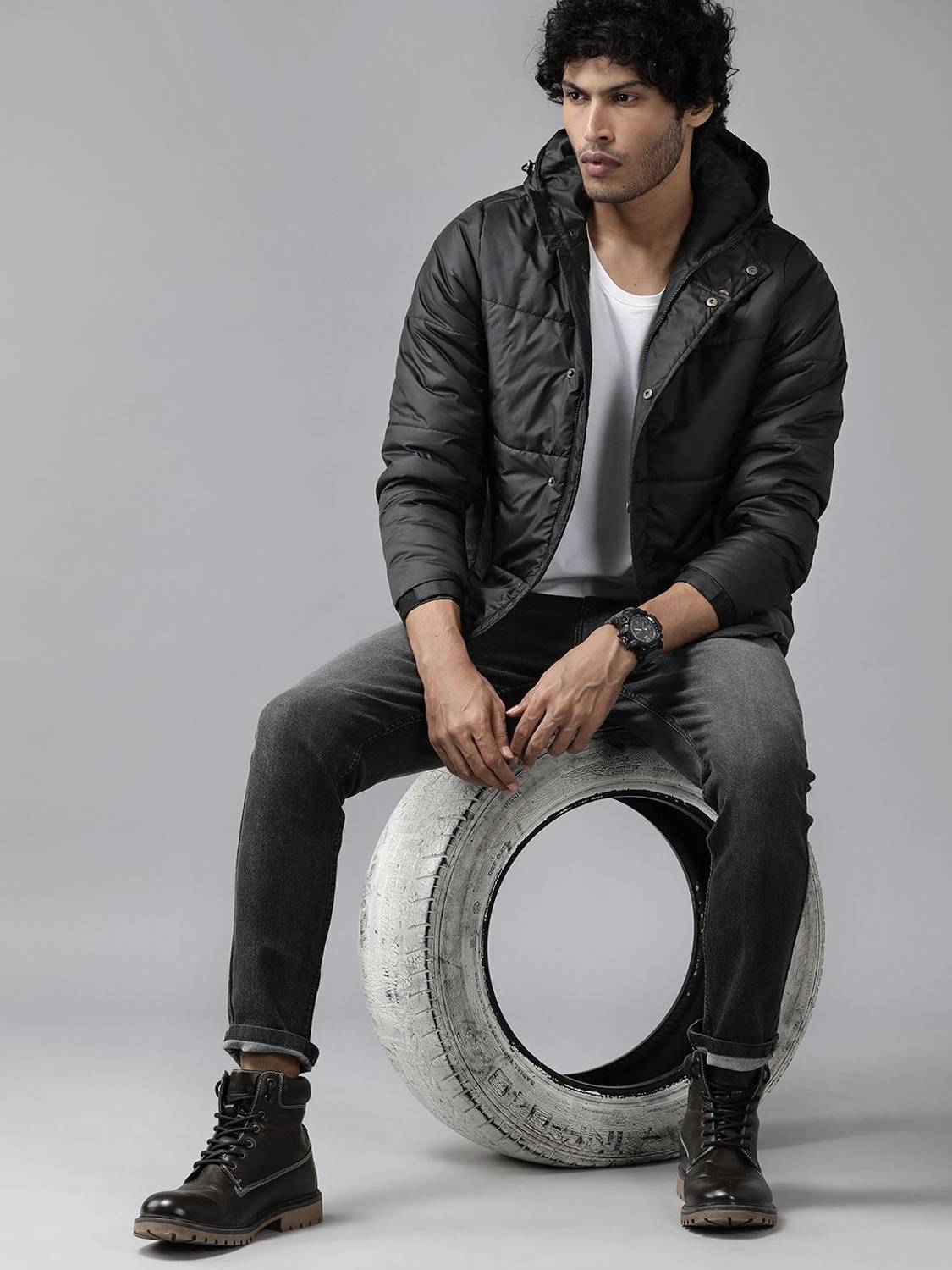 Roadster Men Solid Padded Jacket - Image 1