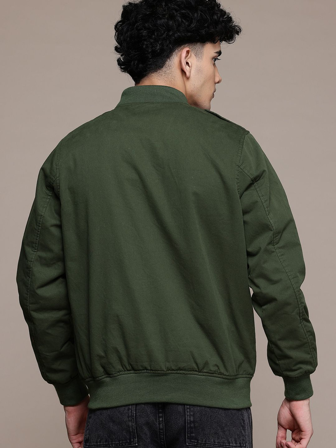 Image of Roadster Men Solid Bomber Jacket