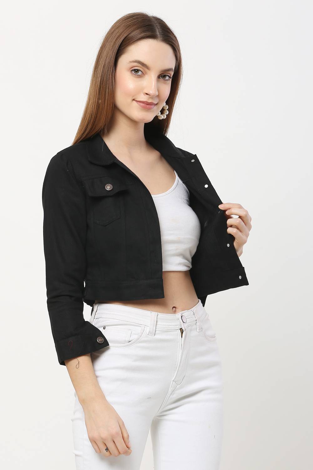 STYLE BEURUA 3/4th Sleeve Solid Women Denim Jacket