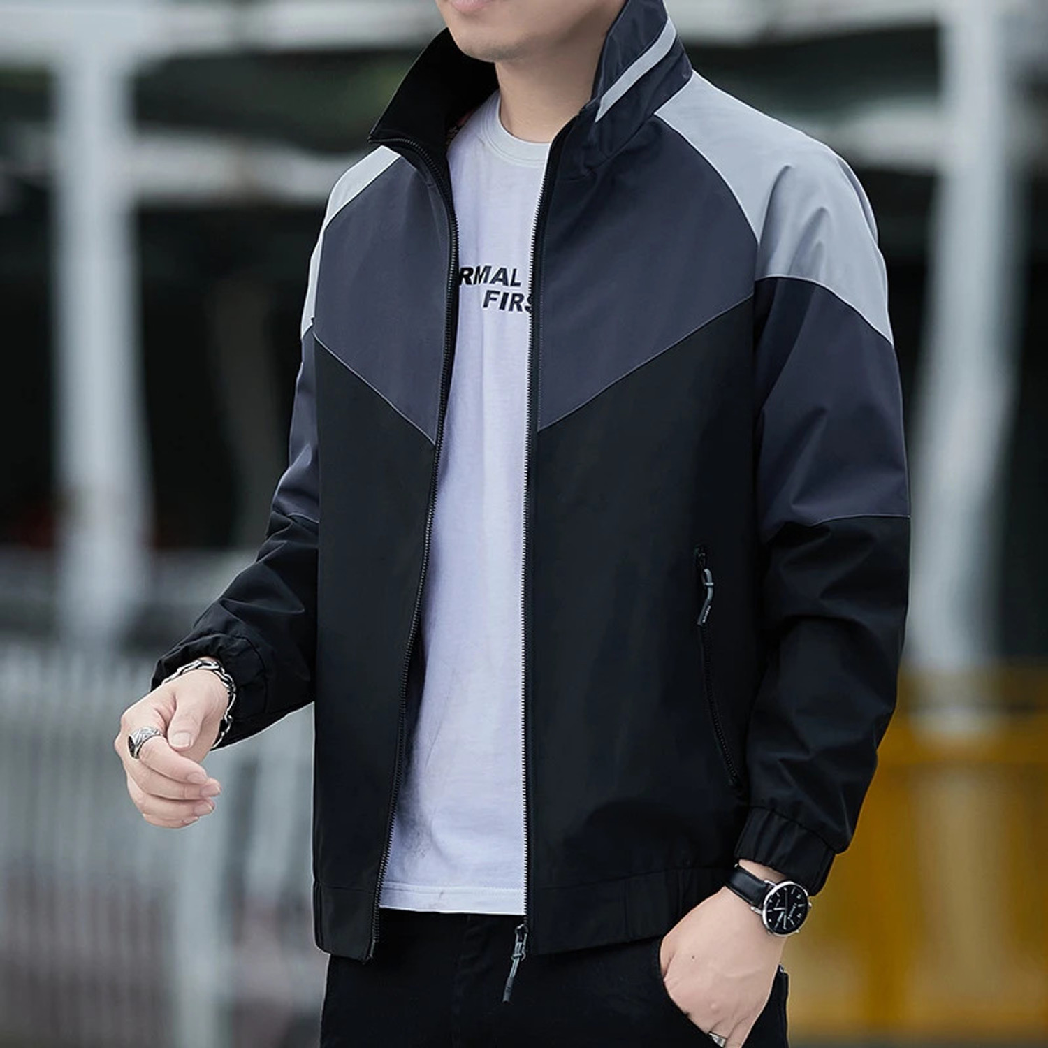 Image of Mia Fashion Men Solid Quilted Jacket