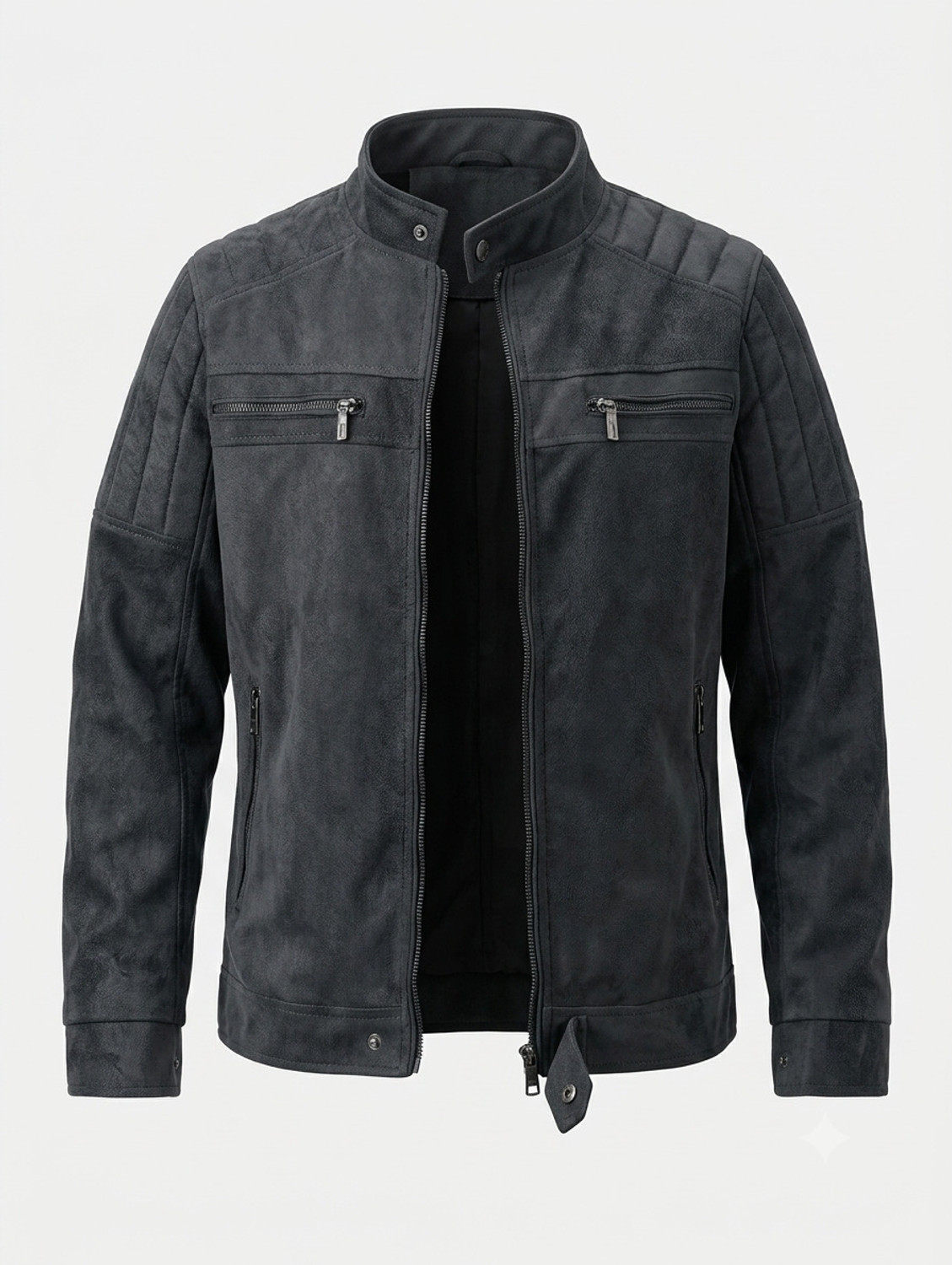 Image of GENZARTICLES Men Self Design Leather Jacket