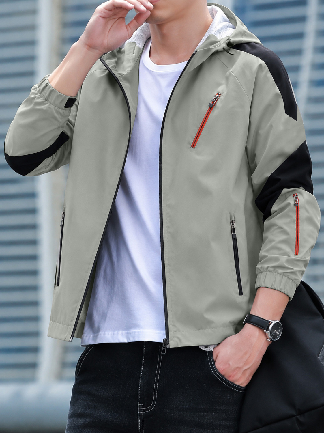 Image of Plus91 Full Sleeve Colorblock Men Jacket