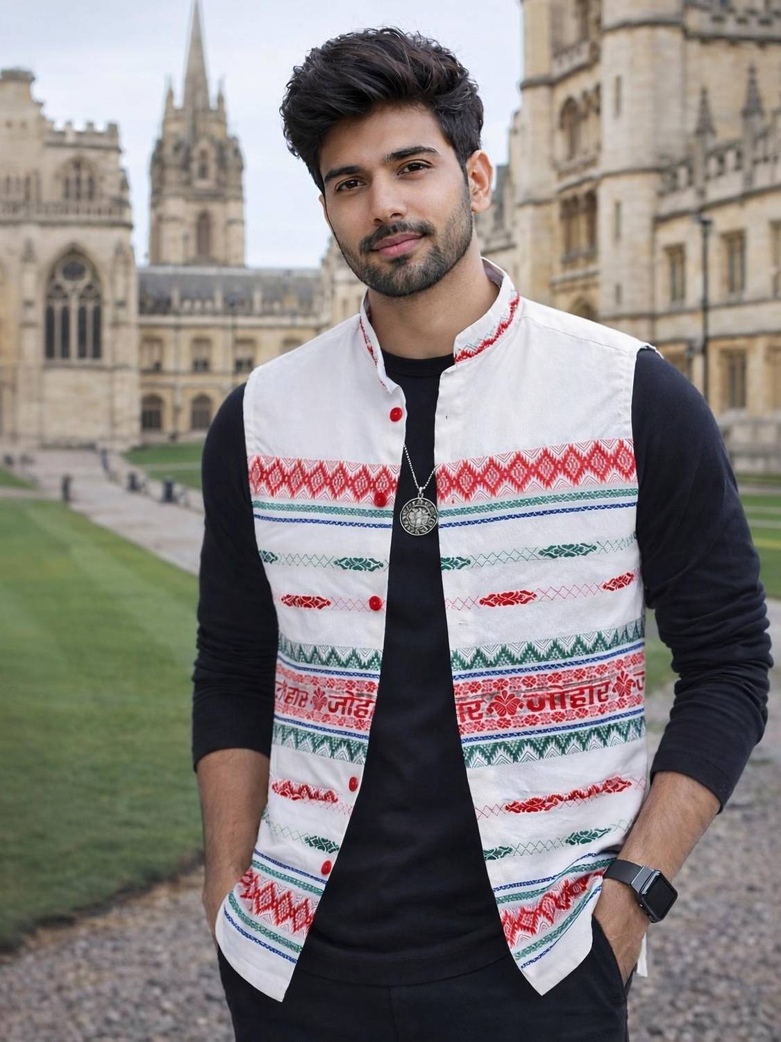 Adivasi Sleeveless Striped Men Jacket