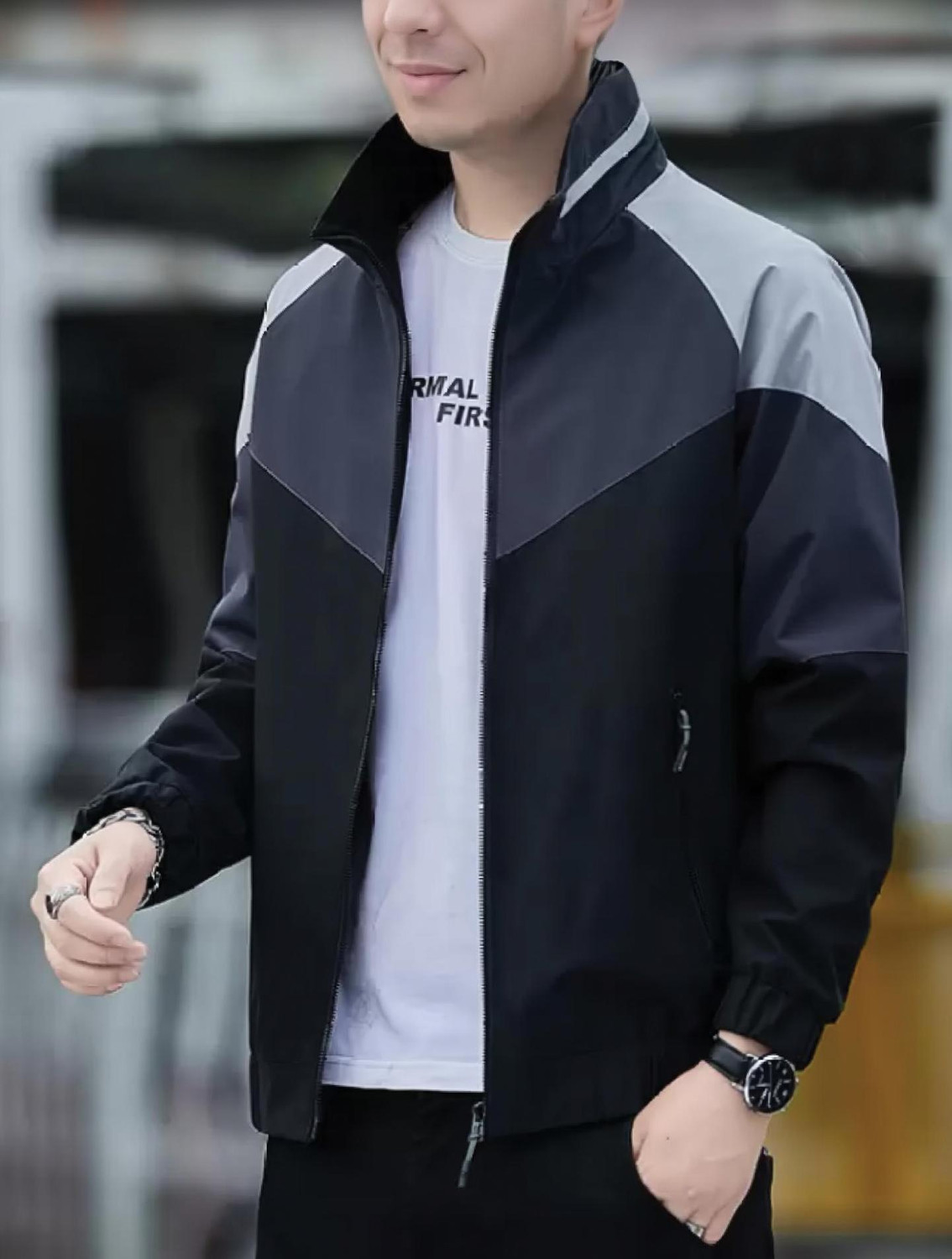 Image of QUIN FLETCHER Full Sleeve Colorblock Men Jacket