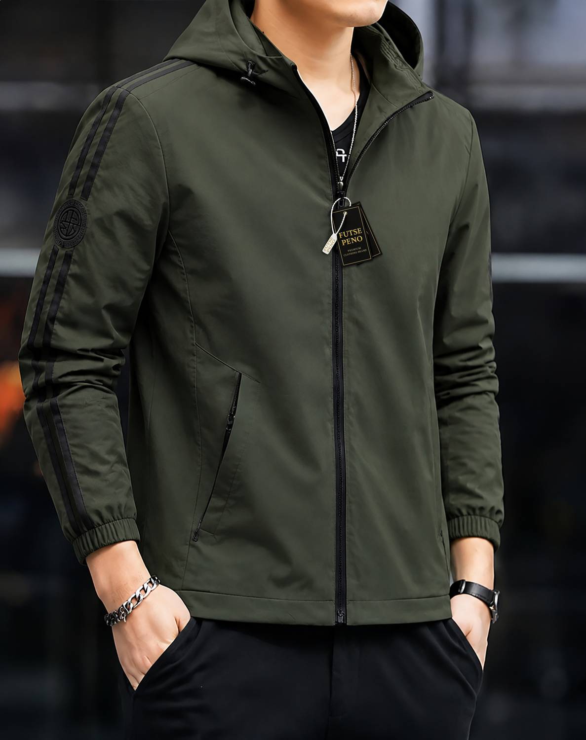 FUTSE PENO Full Sleeve Striped Men Jacket - Image 1