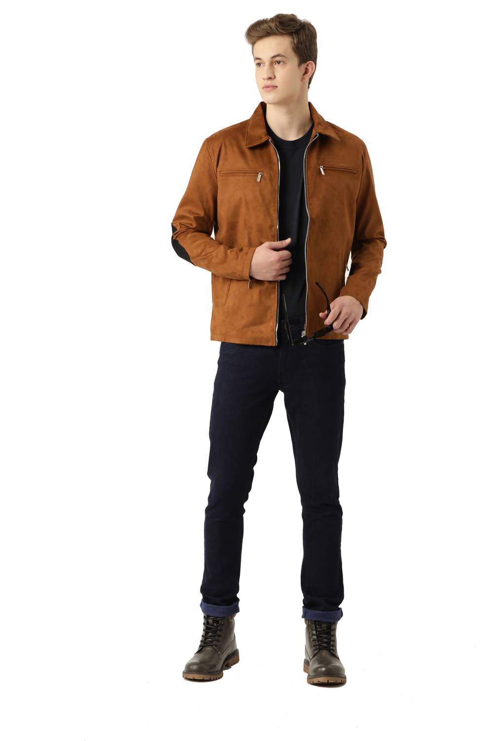 Leather Solid Full Sleeve Jacket for Men - Image 4