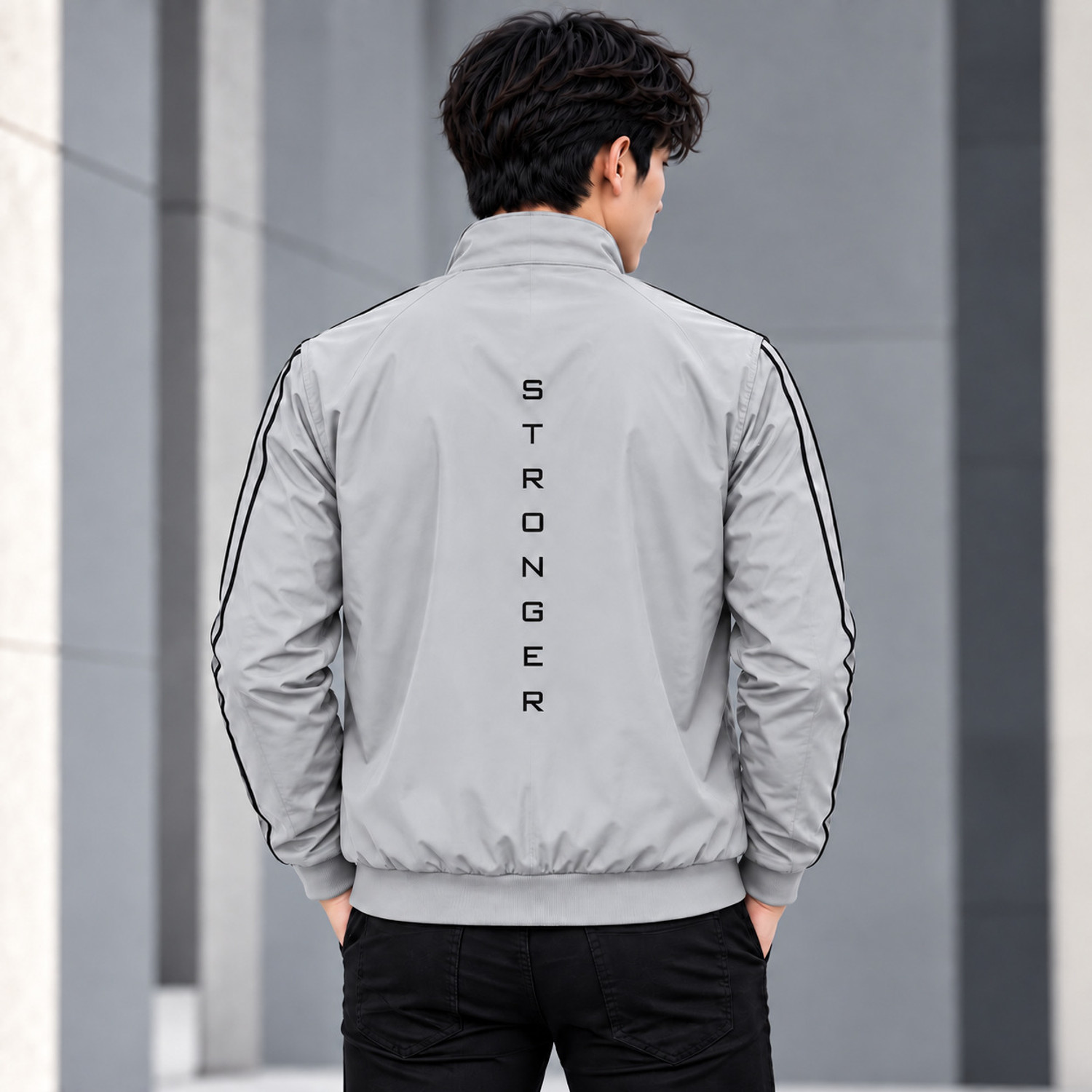 Image of HOLDIT Men Striped Bomber Jacket