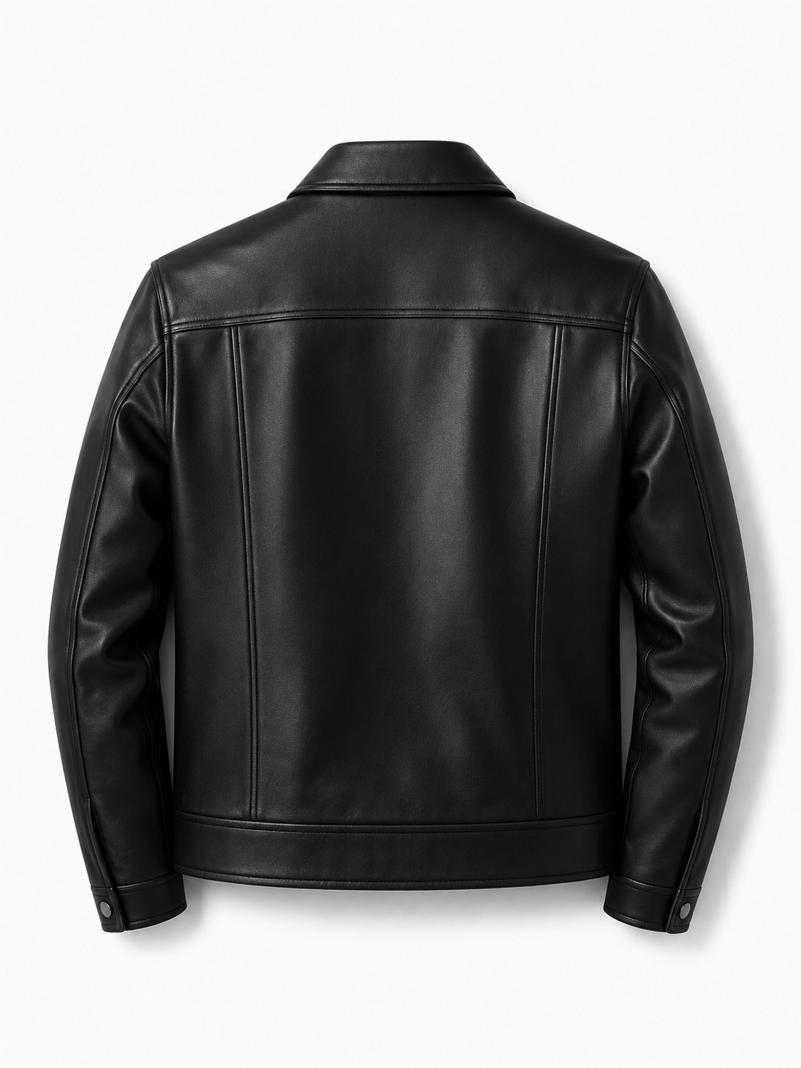 Image of Qulvani Men Solid Leather Jacket