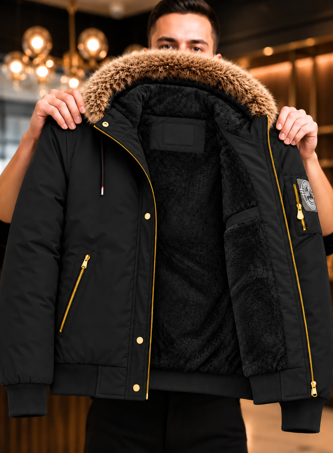 Image of Plus91 Men Printed Puffer Jacket