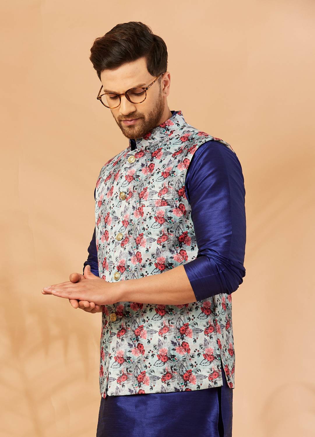 ARMAAN ETHNIC Sleeveless Printed Men Jacket