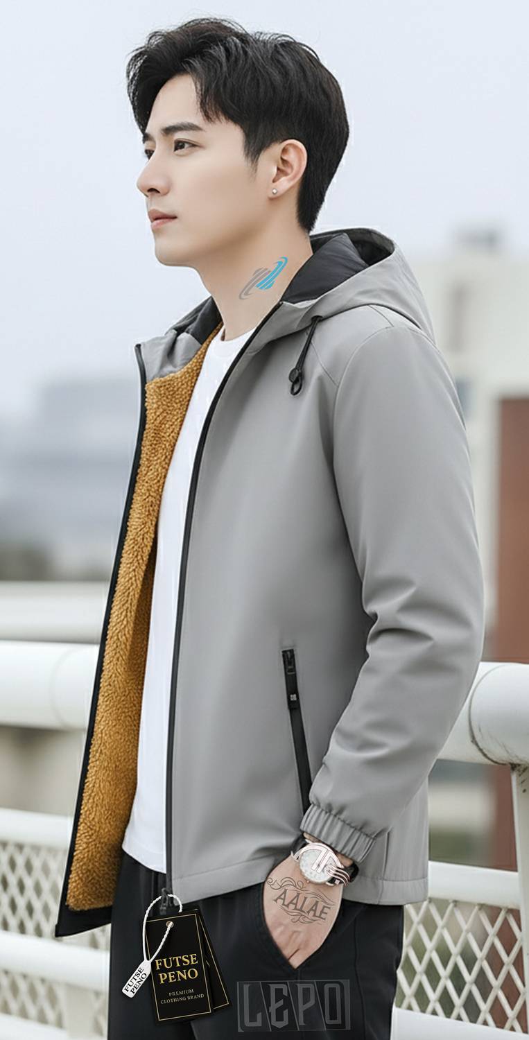 FUTSE Men's Solid Full Sleeve Jacket - Image 2
