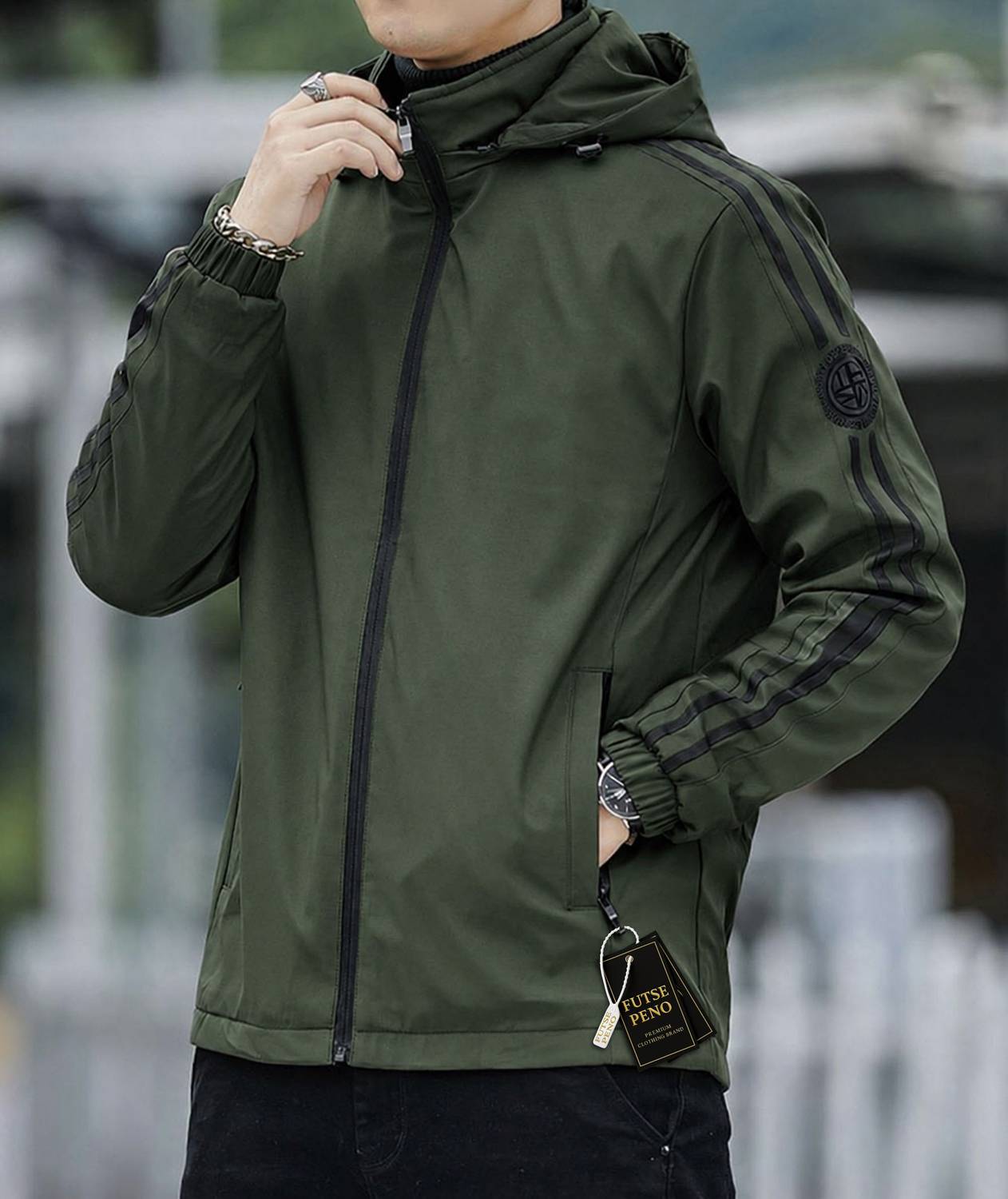 FUTSE PENO Full Sleeve Striped Men Jacket - Image 2