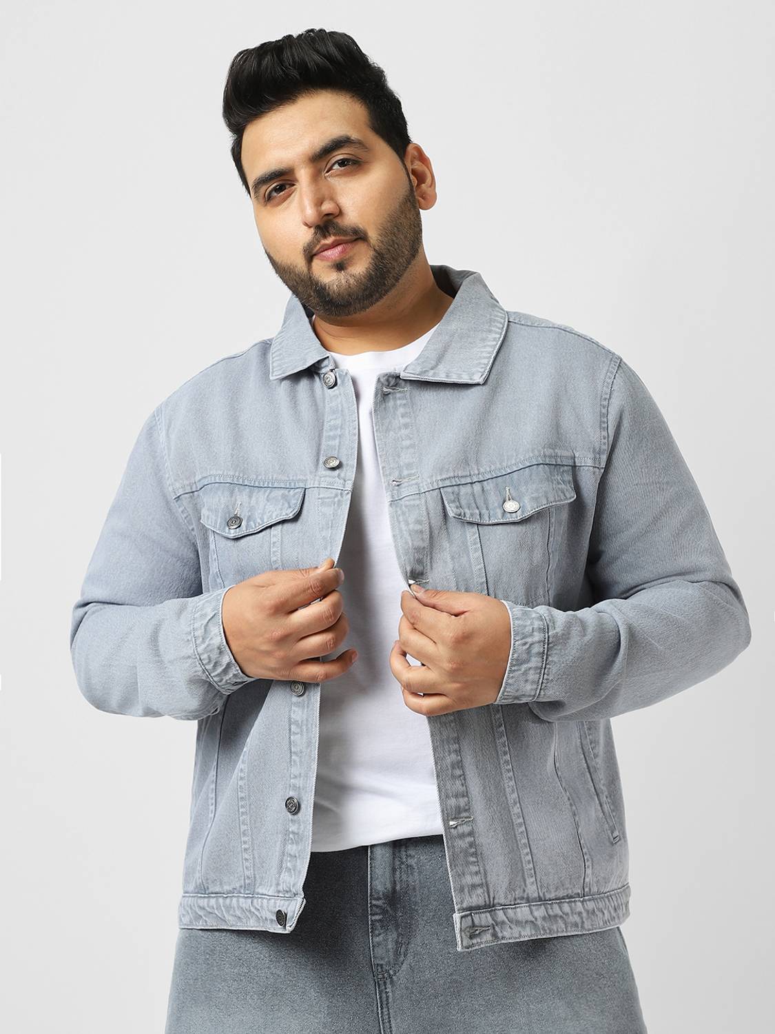 Urbano Plus Full Sleeve Washed Men Denim Jacket Blue - Image 1