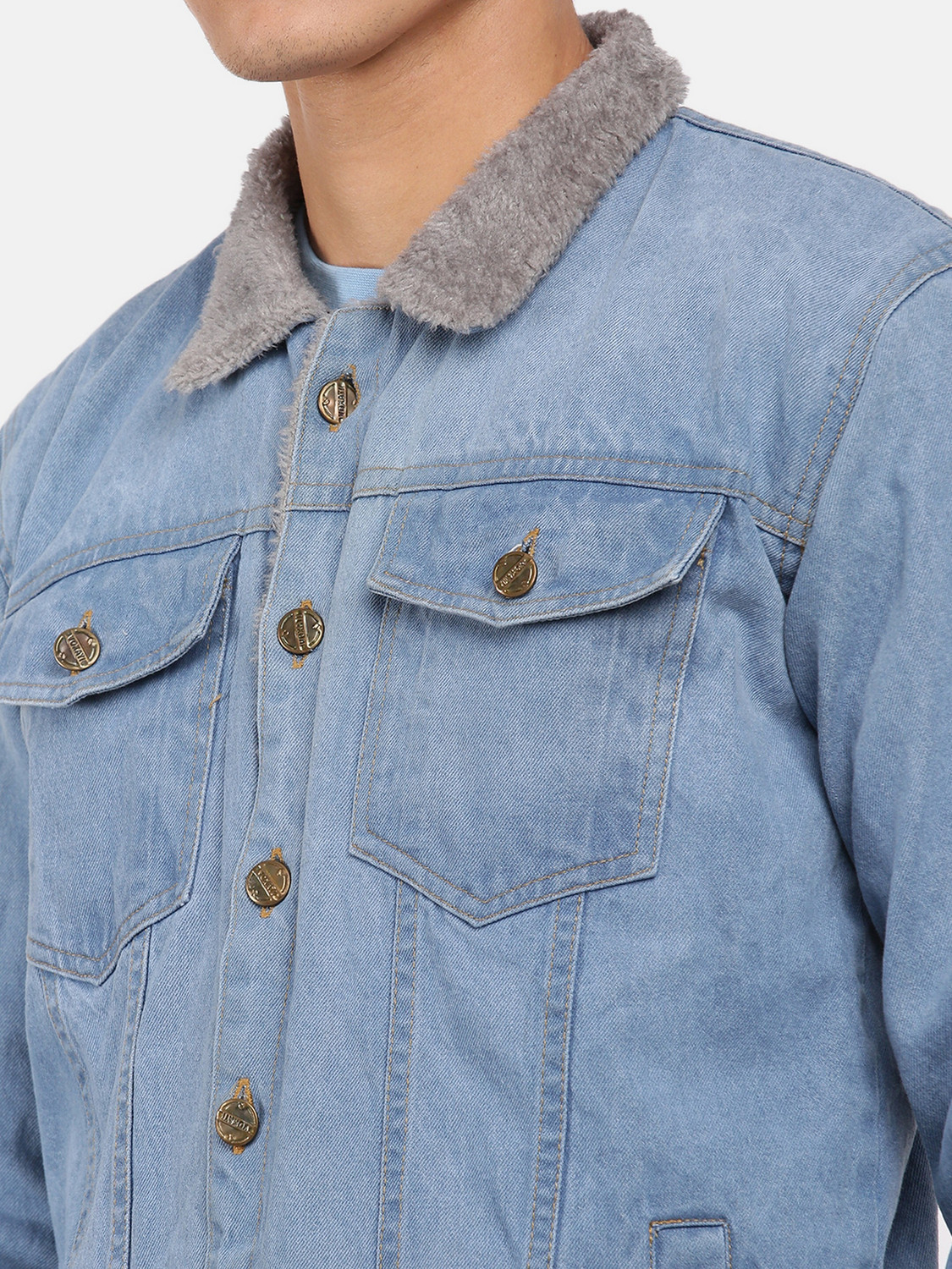 Image of VOGATI Full Sleeve Washed Men Denim Jacket