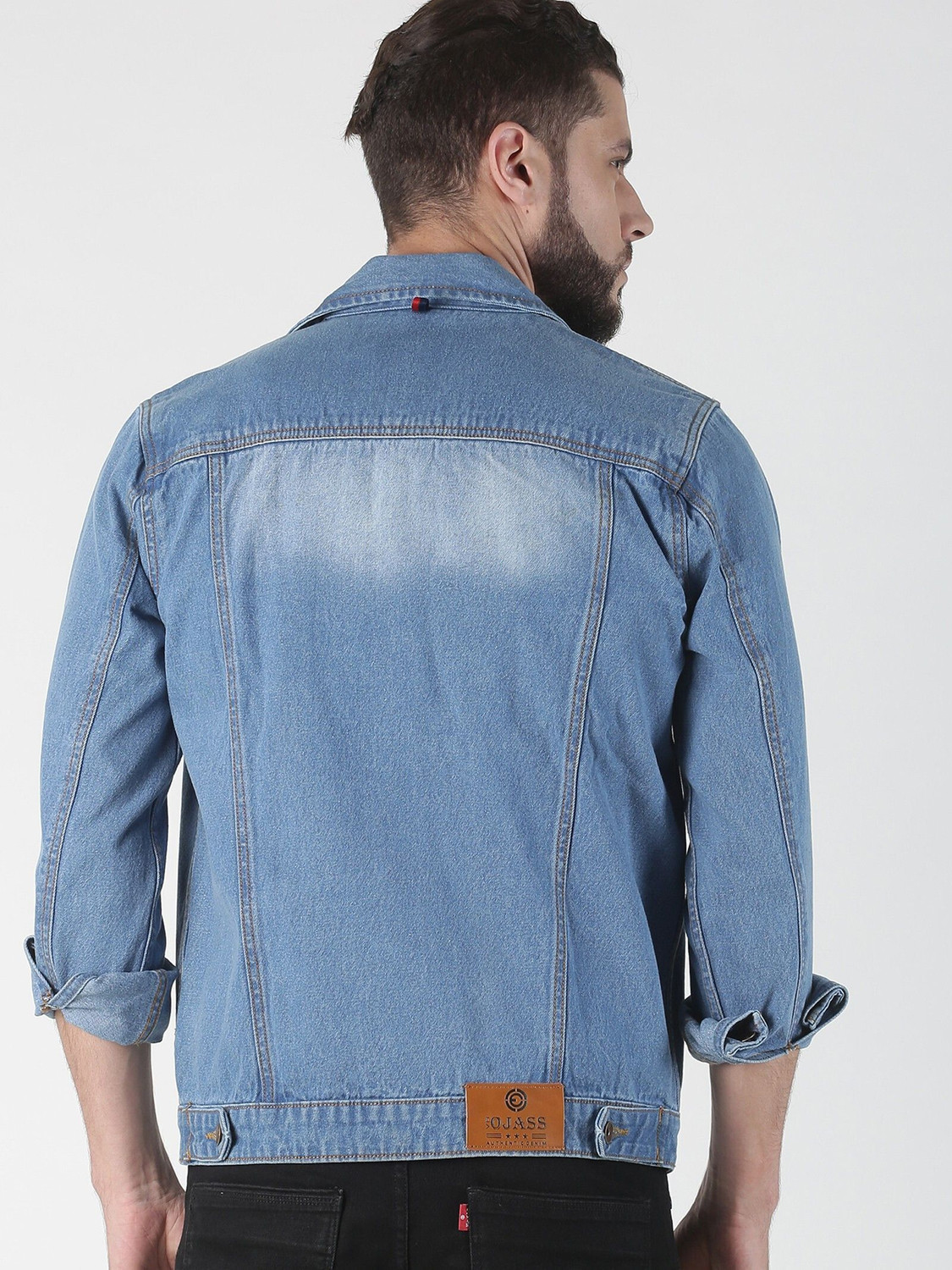 Image of VROJASS Men Solid Denim Jacket