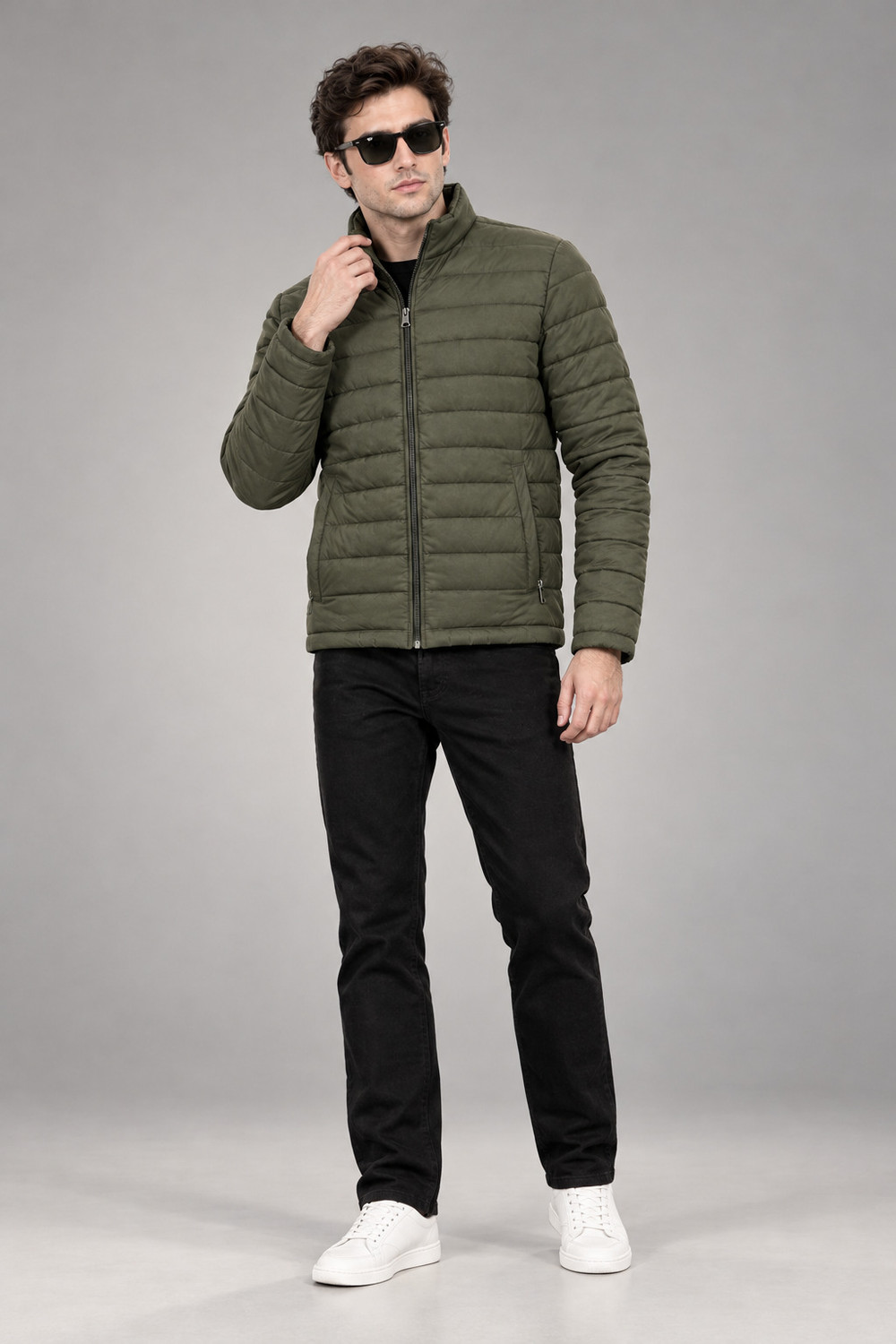 Image of lethx Men Solid Puffer Jacket