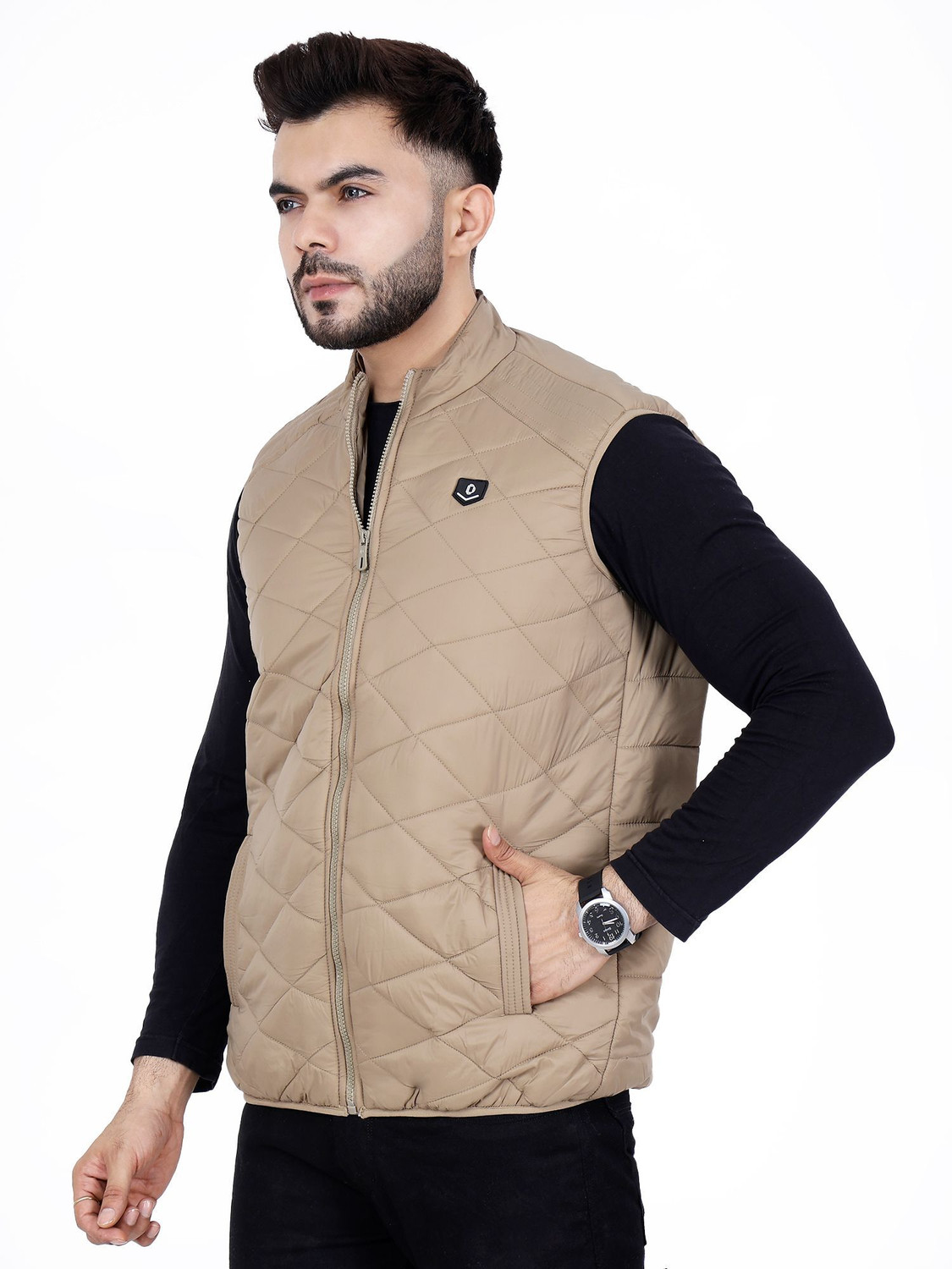 Image of Dollar Half Sleeve, Sleeveless Solid Men Jacket