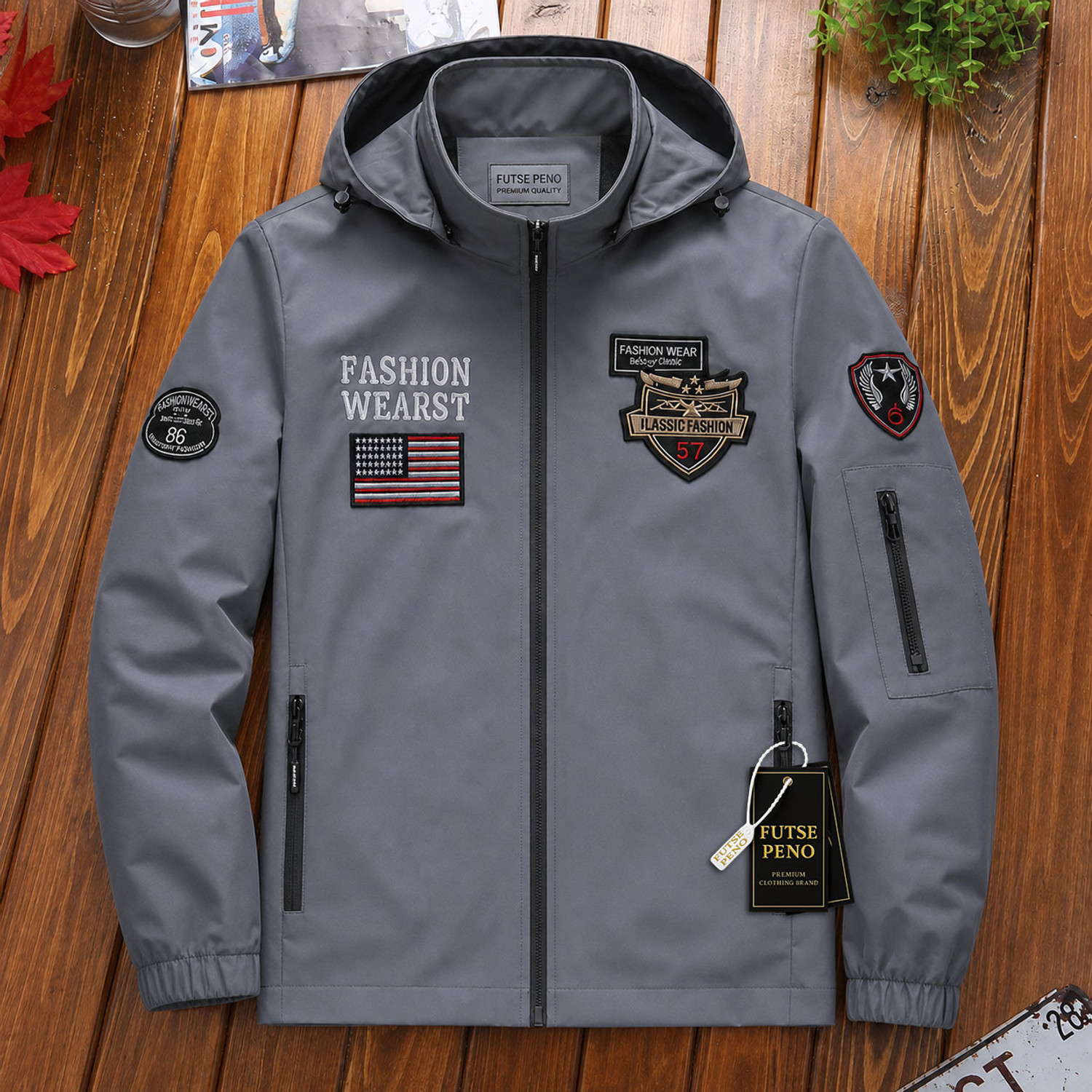 Image of FUTSE PENO Men Applique Casual Jacket