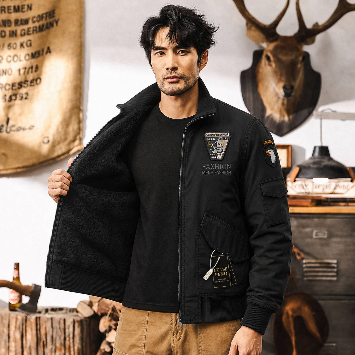FUTSE PENO Full Sleeve Applique Men Jacket - Image 2