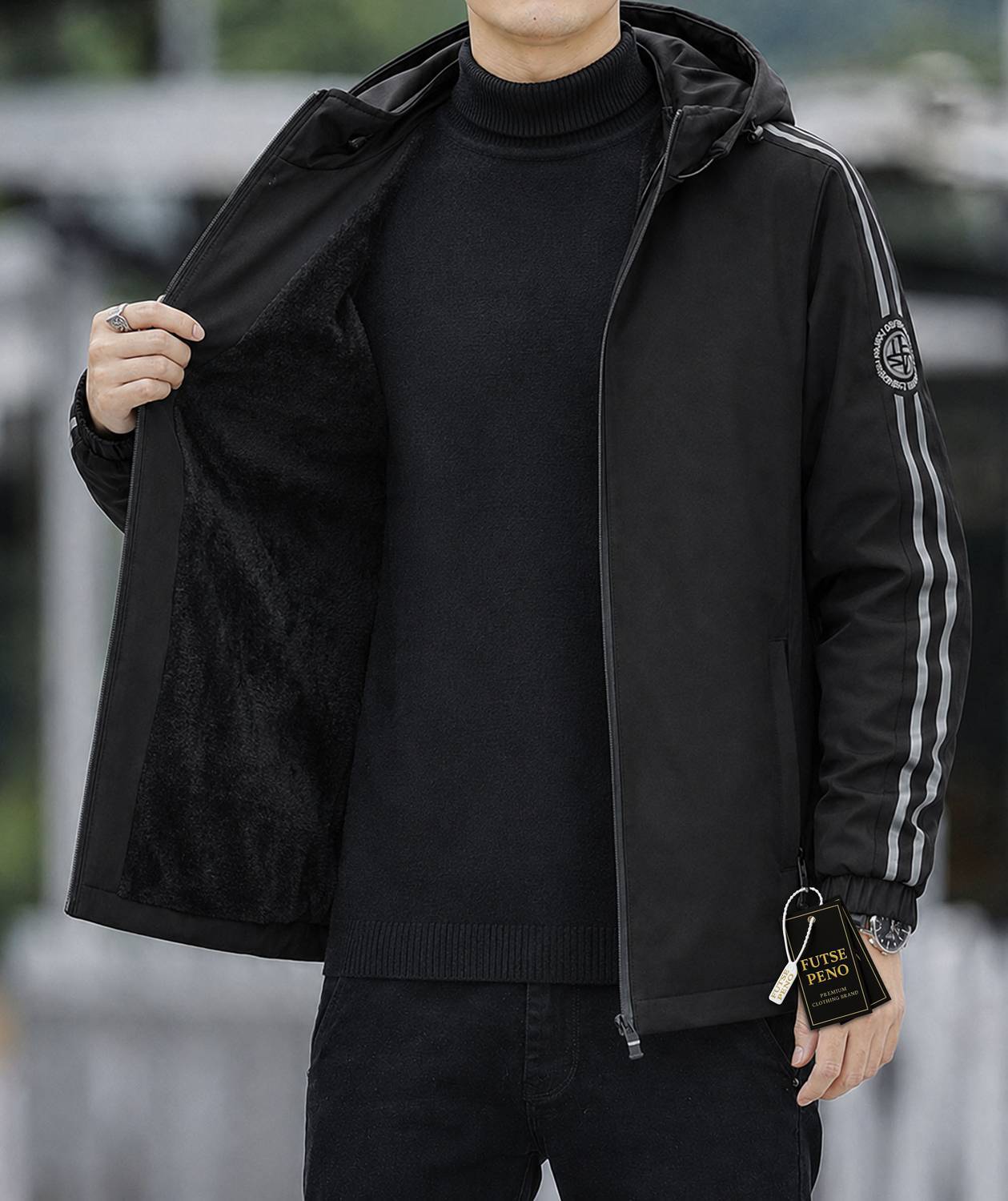 FUTSE PENO Full Sleeve Striped Men Jacket - Image 2