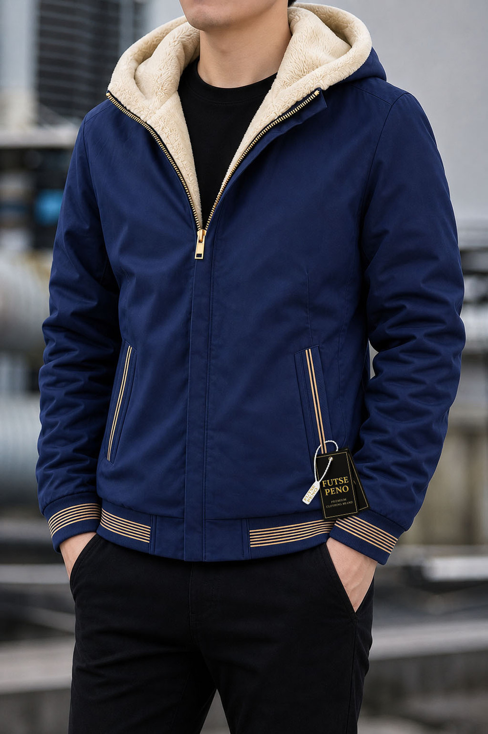 Image of FUTSE PENO Full Sleeve Striped Men & Women Jacket
