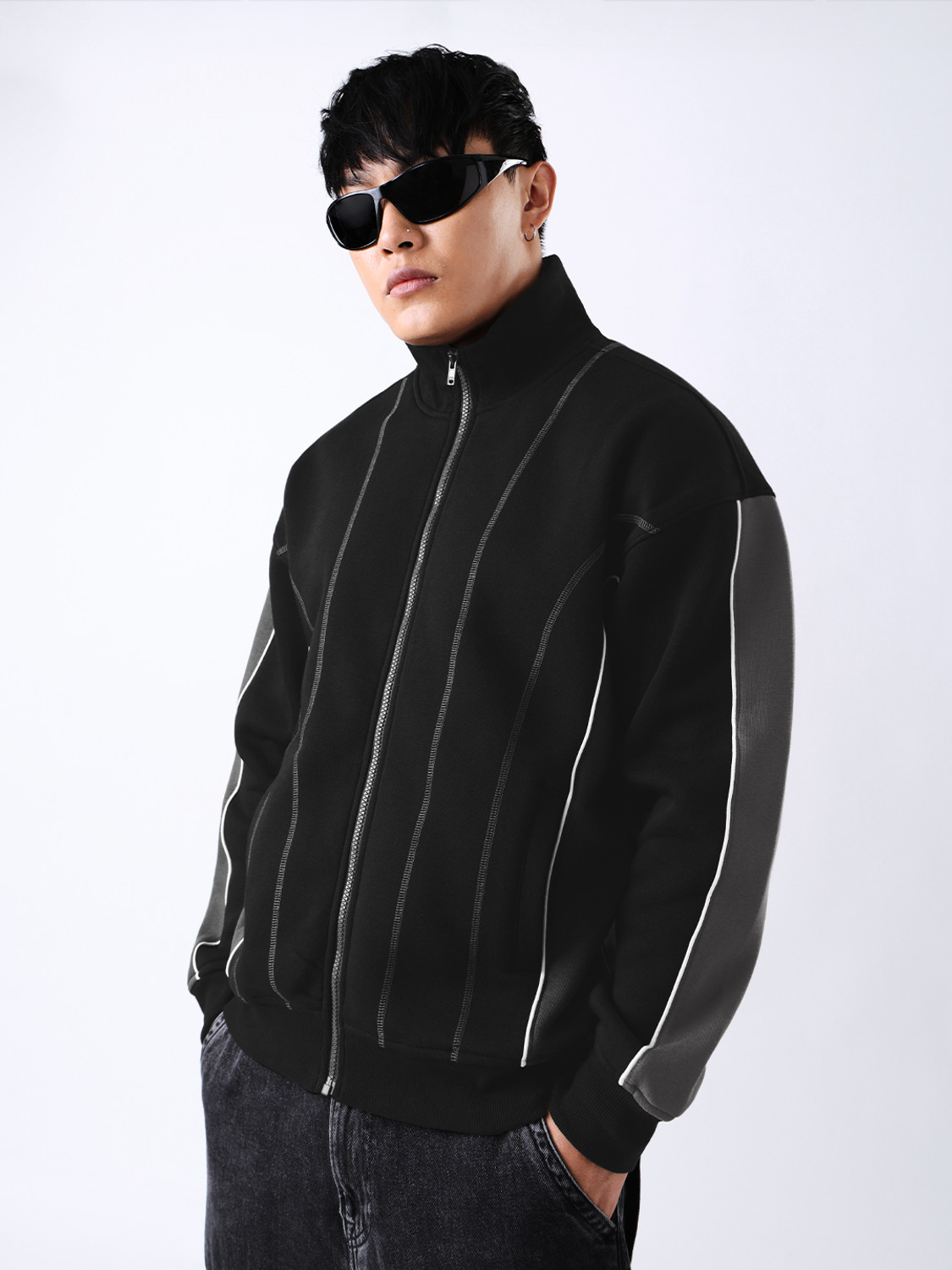 Image of The Souled Store Men Solid Varsity Jacket