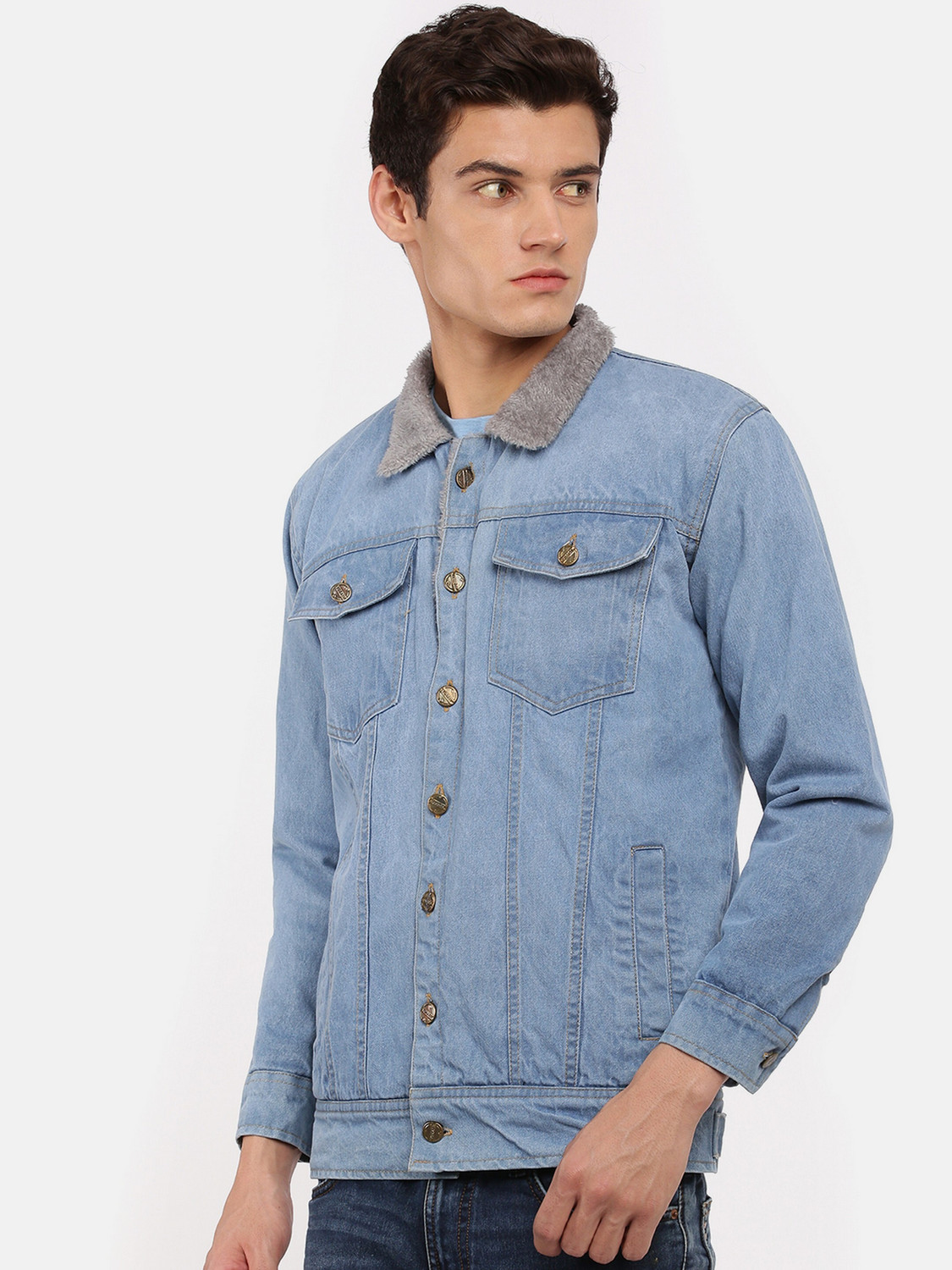 Image of VOGATI Full Sleeve Washed Men Denim Jacket