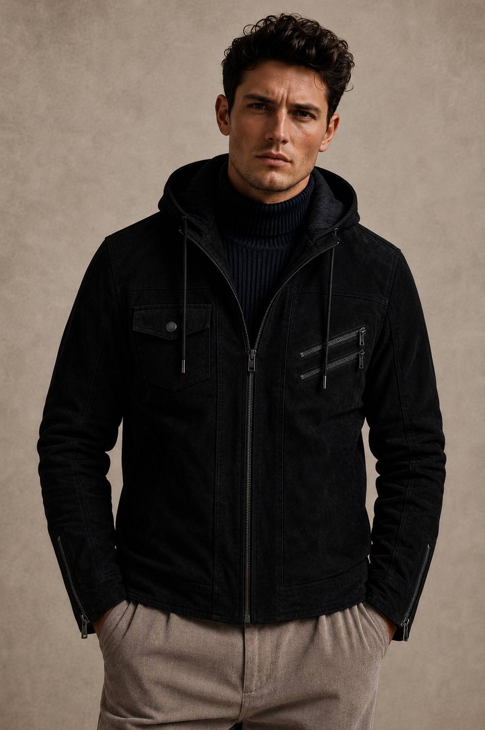 Men Solid Biker/Riding Jacket - Image 3