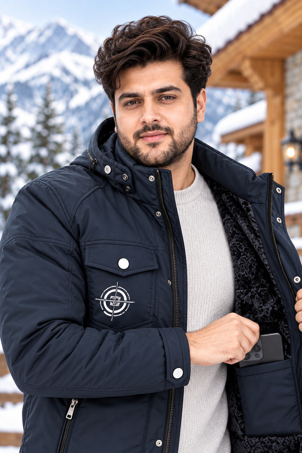 Image of Estixx Men Self Design Parka Jacket