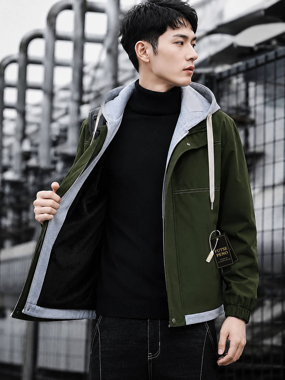 FUTSE PENO Full Sleeve Solid Men Jacket - Image 2