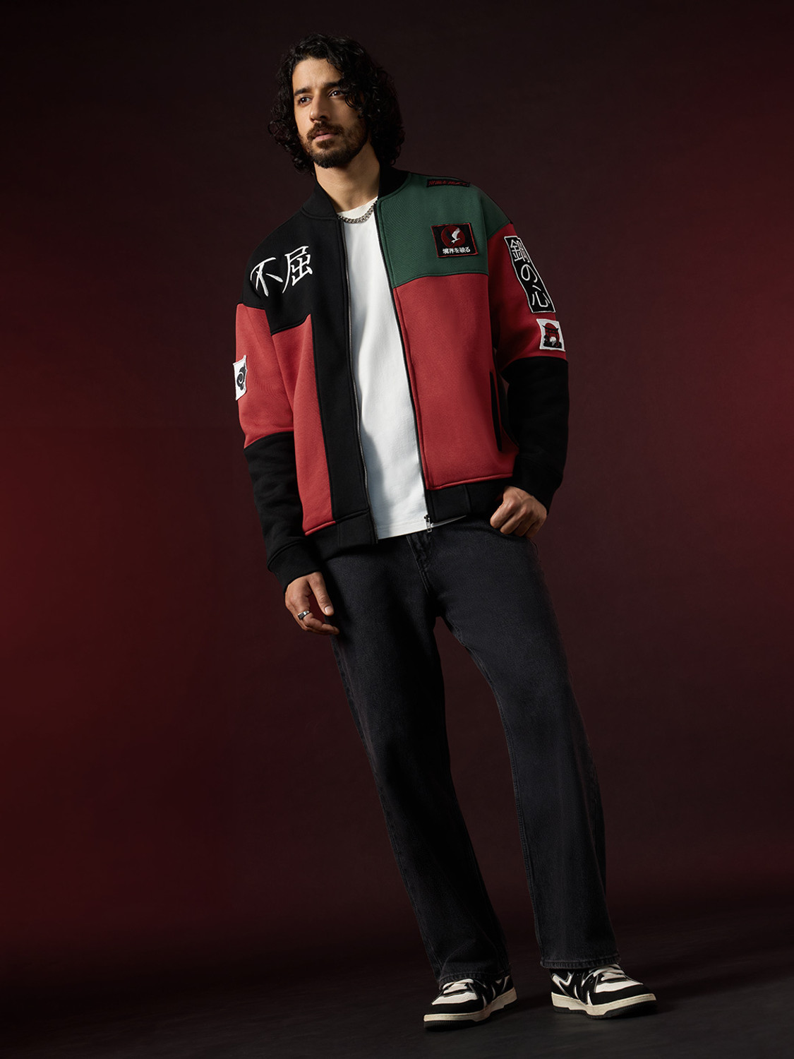 Image of The Souled Store Men Colorblock Varsity Jacket