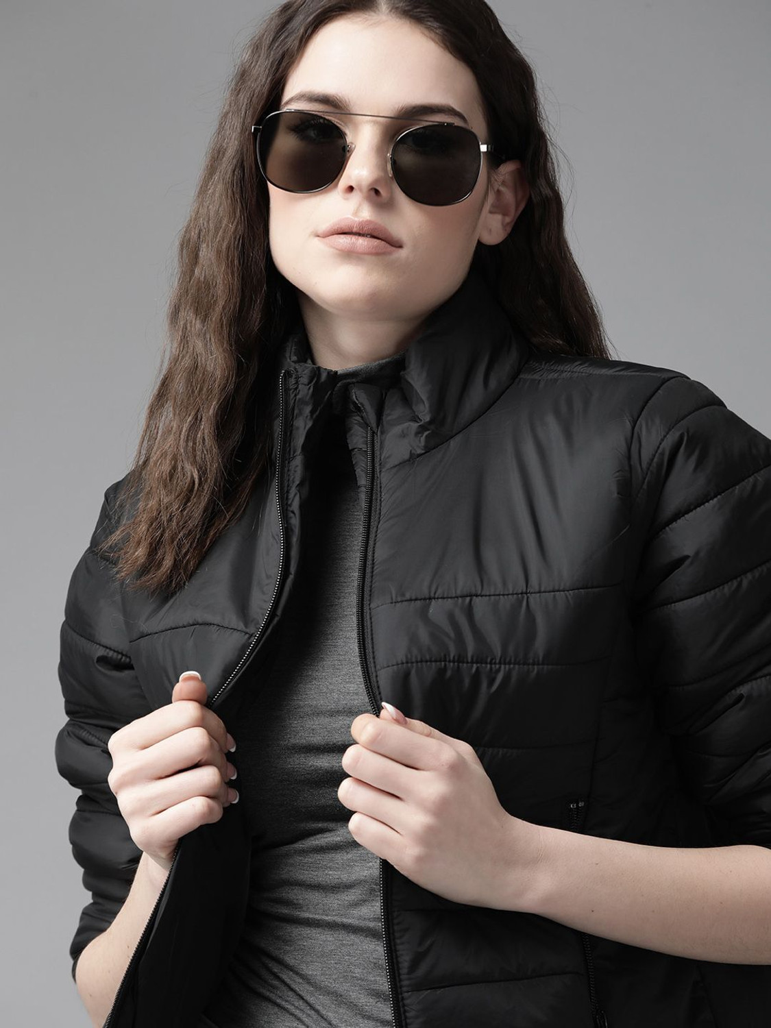 Image of Roadster Full Sleeve Solid Women Padded Jacket