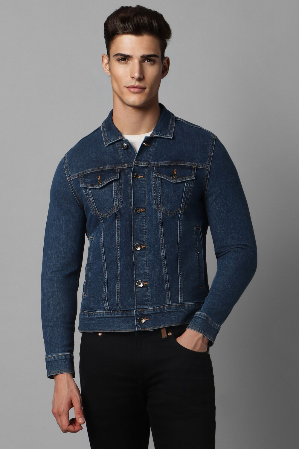 Image of LOUIS PHILIPPE Full Sleeve Solid Men Jacket